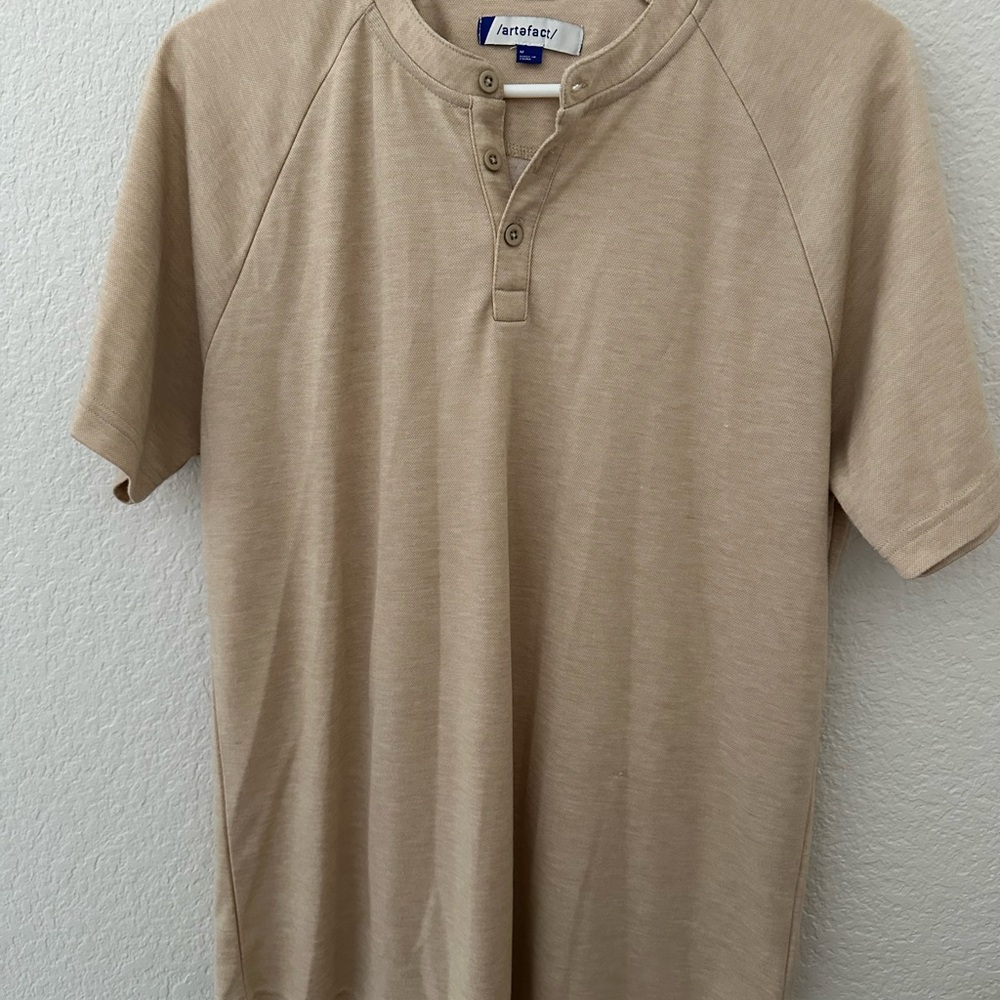 Artis Men's Short Sleeve Henley Shirt - Beige